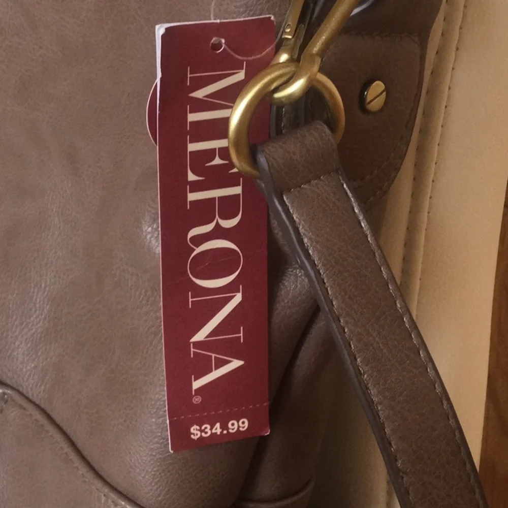 NWT Merona Brown Tan Tote Bag - Picture 10 of 13